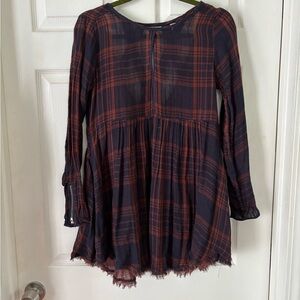 Plaid Long Sleeve Free People Top